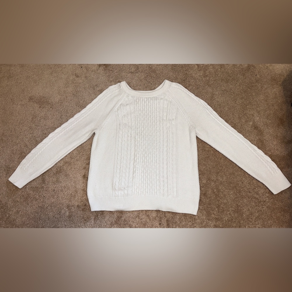 Gap Cotton white Cable-Knit Sweater size XL